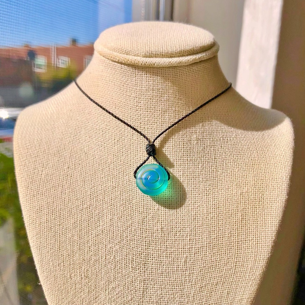 Blue Aura Spiral Shell Necklace/Choker